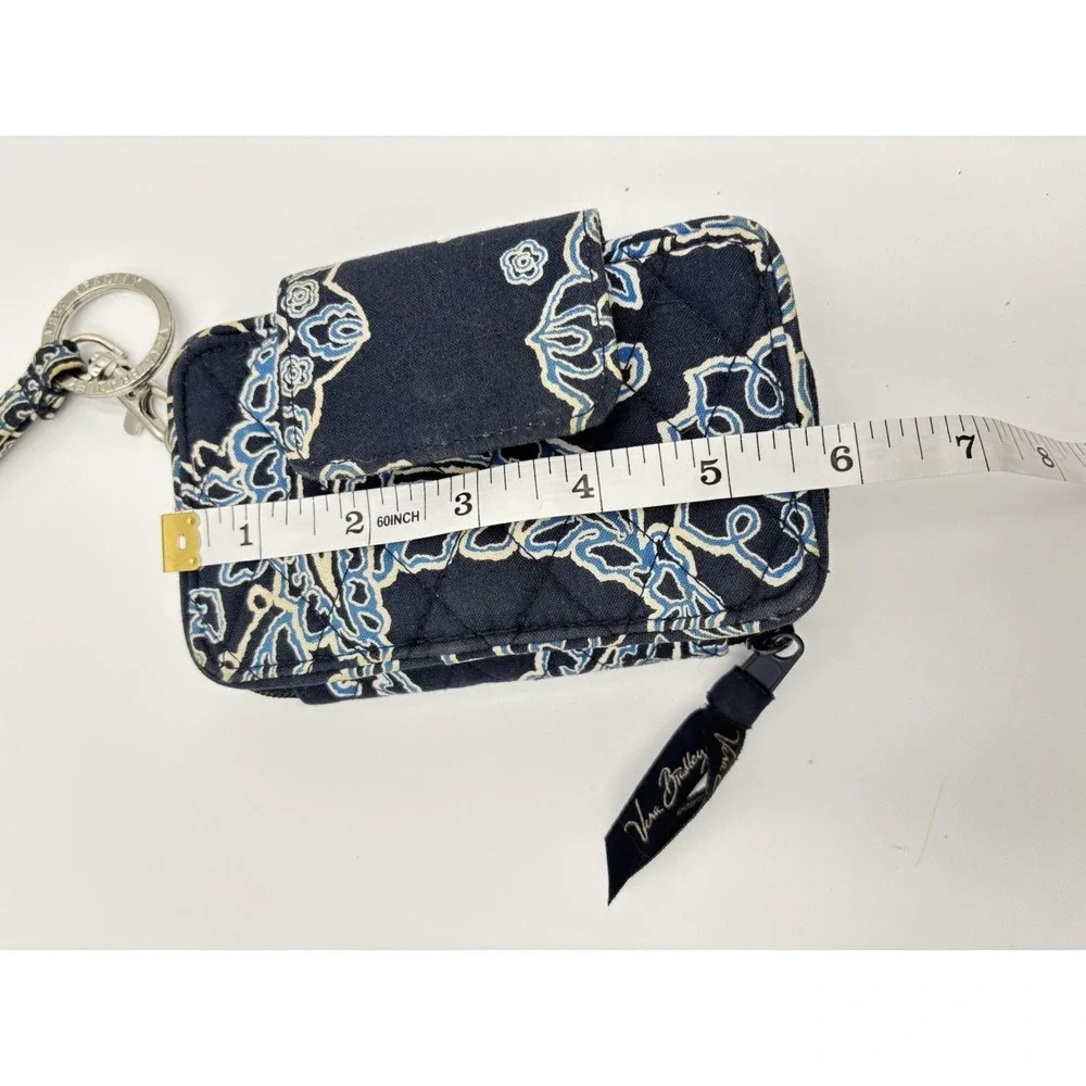 Vera Bradley RFID Zip‎ Card Case Wallet Blue Floral Keychain Wristlet Organizer